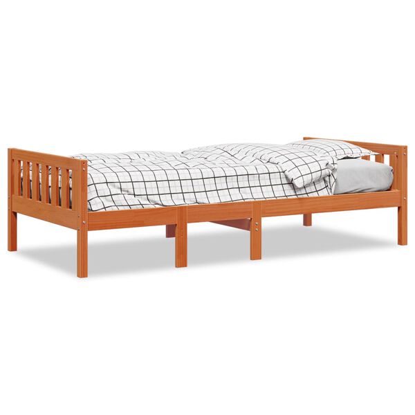 vidaXL Lit pour enfants sans matelas cire marron 90x200 cm pin massif