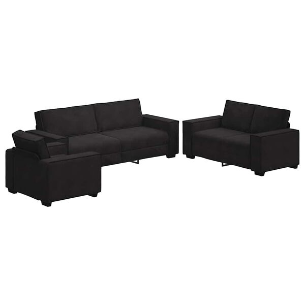 vidaXL Ensemble de canap&eacute;s 3 pcs avec coussins Noir Velours
