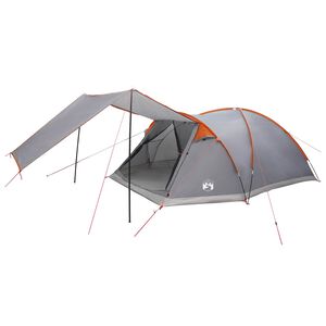 vidaXL Tente Cabane Gris et orange 8 personnes Polyester et Acier