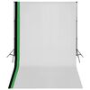 vidaXL Kit de studio photo et 3 toiles de fond r&eacute;glables Coton 3x5 m