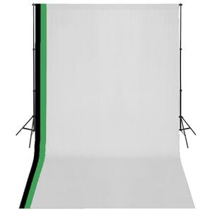vidaXL Kit de studio photo et 3 toiles de fond r&eacute;glables Coton 3x5 m