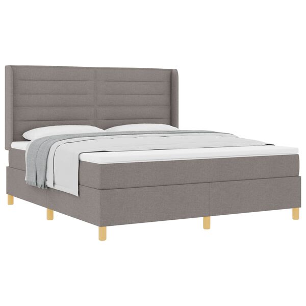 vidaXL Lit &agrave; ressorts avec matelas Taupe 180 x 200 cm tissu