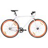 vidaXL V&eacute;lo &agrave; pignon fixe blanc et orange 700c 55 cm