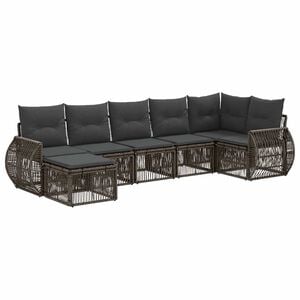 vidaXL Ensemble de canap&eacute; de jardin 7 pc Gris et Gris fonc&eacute; polyrotin