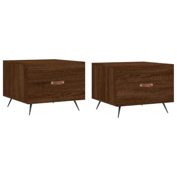 vidaXL Tables basses 2 pcs chêne marron 50x50x40 cm bois d'ingénierie