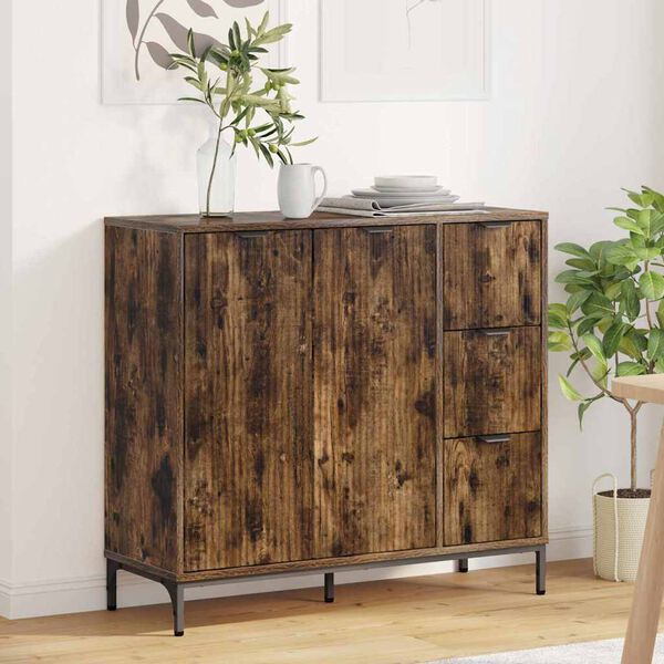 vidaXL Buffet Ch&ecirc;ne fum&eacute; 89,5 x 33 x 82 cm Bois d'ing&eacute;nierie