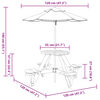 vidaXL Table de pique-nique pour 4 enfants avec parasol rond sapin