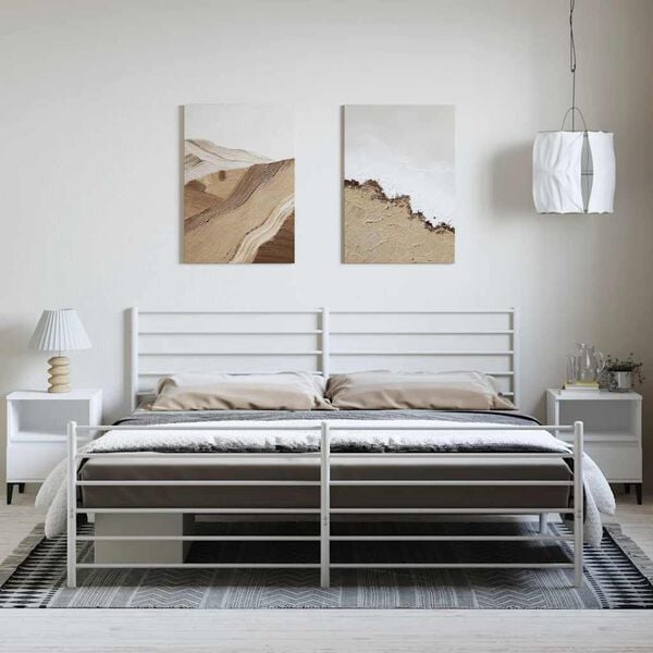 vidaXL Cadre de lit m&eacute;tal sans matelas et pied de lit blanc 193x203 cm