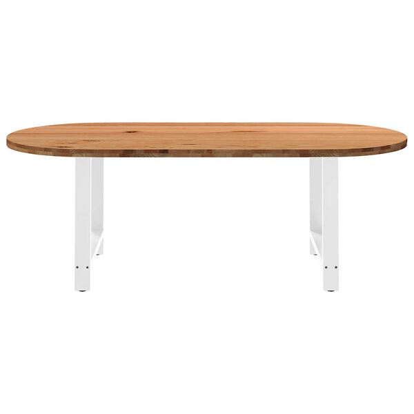 vidaXL Table &agrave; manger 220x100x74 cm bois de ch&ecirc;ne massif ovale