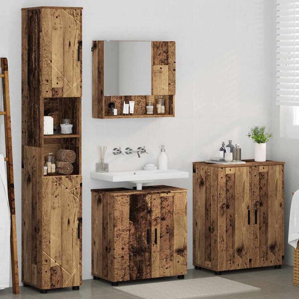 vidaXL Ensemble de mobilier de salle de bain 4 pcs Bois Ancien
