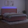 vidaXL Sommier &agrave; lattes de lit matelas et LED Rose 200x200 cm Velours