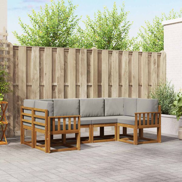 vidaXL Ensemble de canap&eacute;s d'ext&eacute;rieur 6 pcs Gris Naturel et Clair