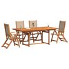 vidaXL Ensemble &agrave; manger de jardin 5pcs bois d'acacia solide textil&egrave;ne