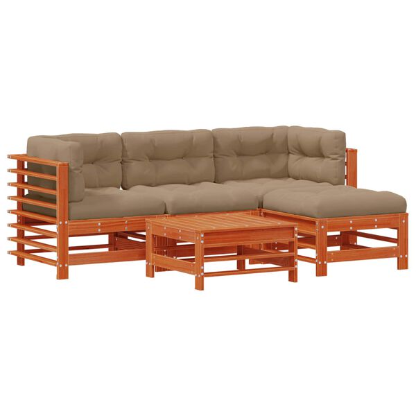 vidaXL Ensemble de salon de jardin 5 pcs Brun Cir&eacute; Pin massif