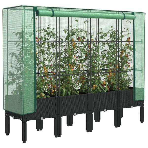 vidaXL Jardini&egrave;re sur&eacute;lev&eacute;e avec housse aspect rotin 160x40x140 cm