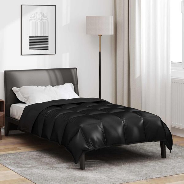 vidaXL Duvet d'hiver Noir 220 x 135 cm Satin et Microfibre