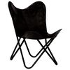 vidaXL Chaise papillon noir taille pour enfants cuir véritable