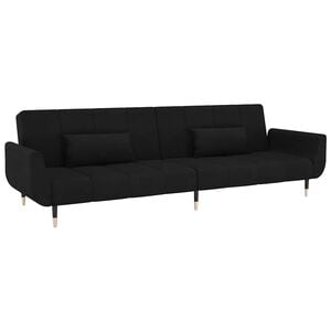 vidaXL Canap&eacute;-lit &agrave; 2 places avec deux oreillers Noir Velours