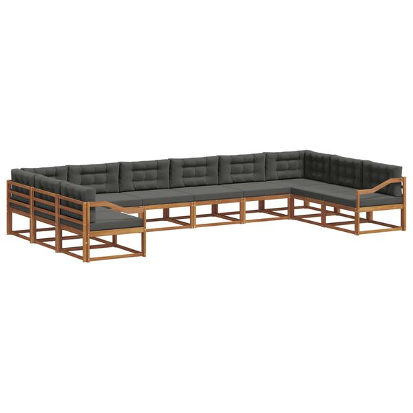 vidaXL Ensemble de canap&eacute;s d'ext&eacute;rieur 10 pcs Naturel et Anthracite