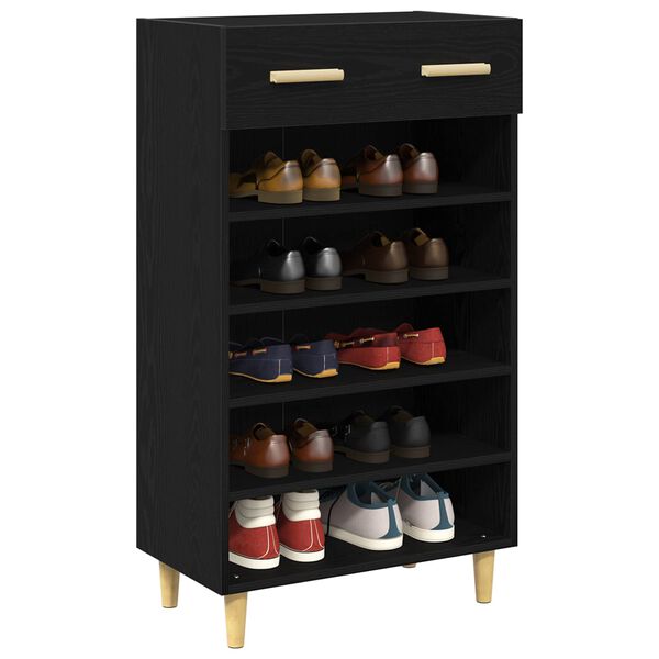vidaXL Cabinet &agrave; chaussures avec tiroir Ch&ecirc;ne noir 60 x 35 x 105 cm