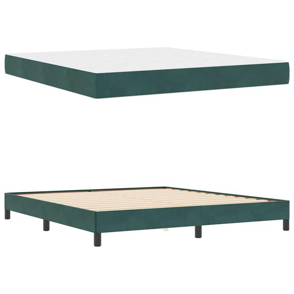 vidaXL Lit &agrave; ressorts avec matelas Vert fonc&eacute; 180 x 220 cm tissu