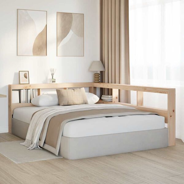 vidaXL T&ecirc;te de lit de biblioth&egrave;que en forme de L 135cm bois massif pin