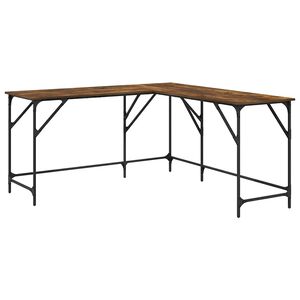 vidaXL Bureau ch&ecirc;ne fum&eacute; 149x149x75 cm bois d'ing&eacute;nierie