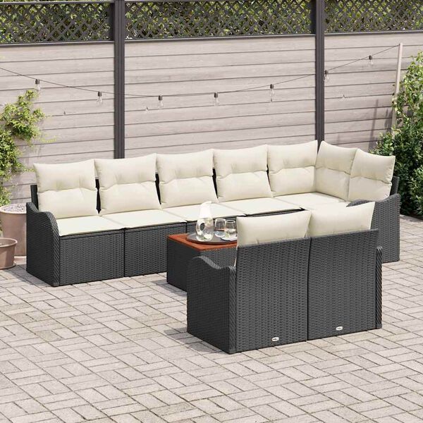 vidaXL Ensemble de canap&eacute; de jardin avec coussin 9 pcs Noir polyrotin
