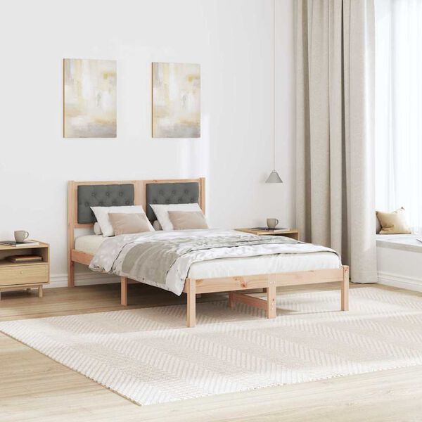 vidaXL Cadre de lit Gris fonc&eacute; 120 x 190 cm Pin massif