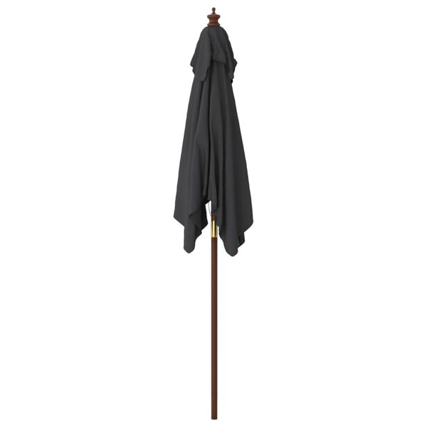 vidaXL Parasol de jardin avec m&acirc;t en bois noir 198x198x231 cm