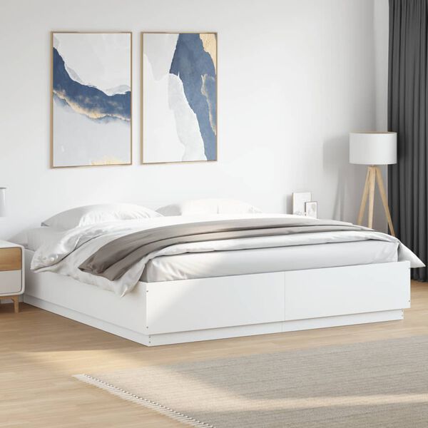 vidaXL Cadre de lit avec LED sans matelas blanc 180x200 cm