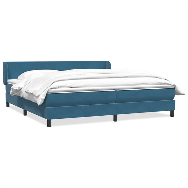 vidaXL Sommier &agrave; lattes de lit et matelas bleu fonc&eacute; 180x210cm velours