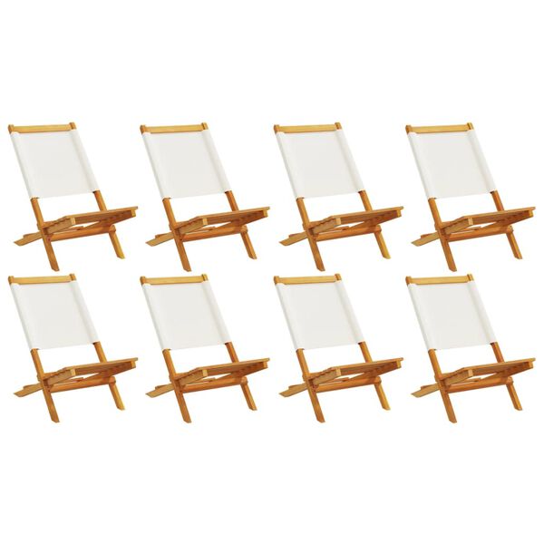 vidaXL Chaises de jardin pliantes lot de 8 tissu et bois massif