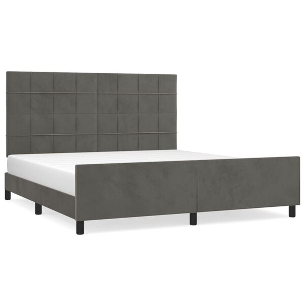 vidaXL Cadre de lit sans matelas gris fonc&eacute; velours