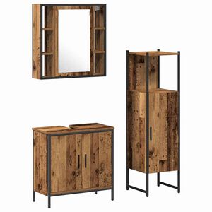 vidaXL Ensemble de mobilier de salle de bain avec &eacute;tag&egrave;re 3 pcs Marron