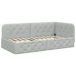 vidaXL Cadre de lit d'angle Gris clair 90 x 190 cm Velours