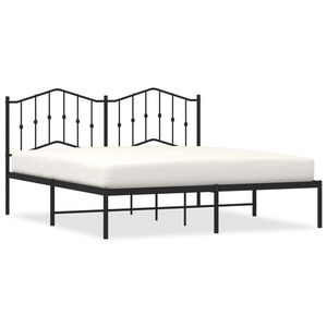 vidaXL Cadre de lit m&eacute;tal sans matelas et t&ecirc;te de lit noir 160x200 cm