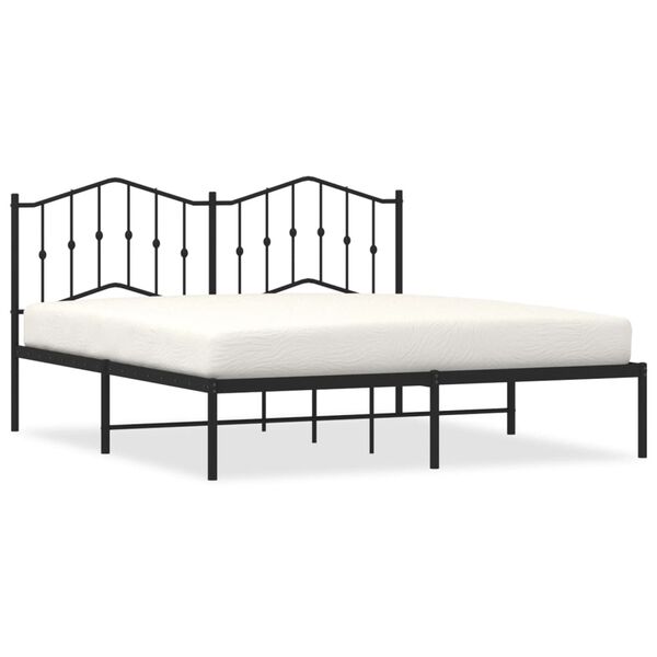 vidaXL Cadre de lit m&eacute;tal sans matelas et t&ecirc;te de lit noir 160x200 cm