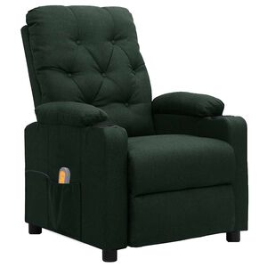 vidaXL Fauteuil de massage Vert fonc&eacute; Tissu