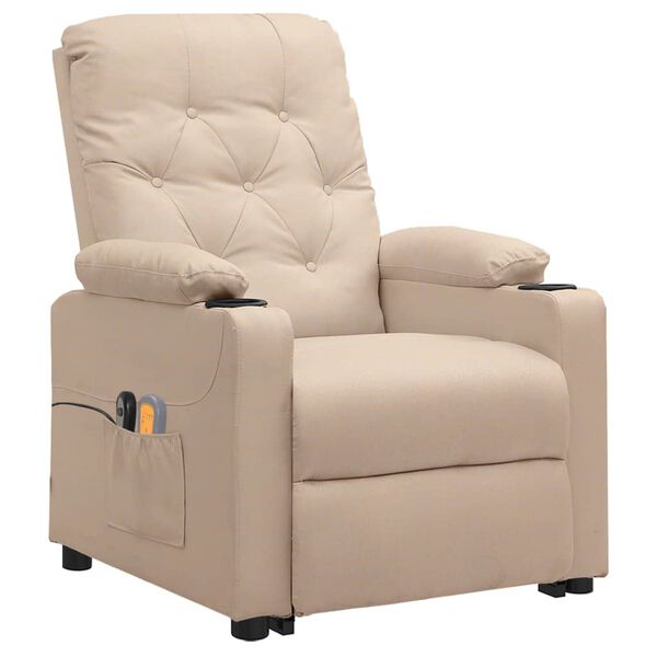 vidaXL Fauteuil de massage Crème Tissu
