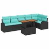 vidaXL Ensemble de canap&eacute; de jardin 7 pc Noir Poly rotin