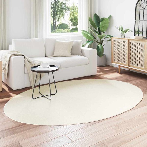 vidaXL Tapis de surface ovale HUARTE Cr&egrave;me 160 x 230 cm 100% Polyester