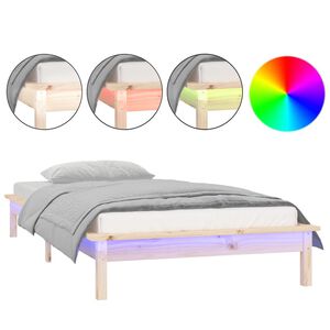vidaXL Cadre de lit &agrave; LED sans matelas 100x200 cm bois massif