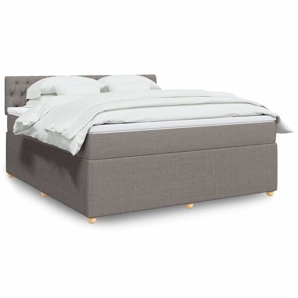 vidaXL Sommier &agrave; lattes de lit avec matelas Taupe 180x200 cm Tissu