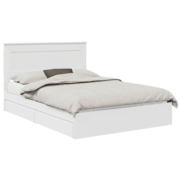 vidaXL Lit de Rangement Blanc 140 x 190 cm Bois d'ing&eacute;nierie
