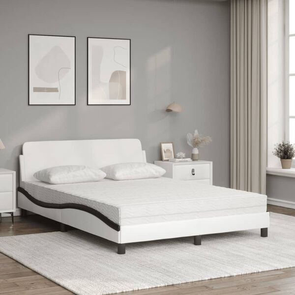vidaXL Lit avec matelas Dover blanc et noir 140x190 cm similicuir