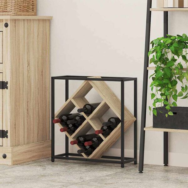 vidaXL &Eacute;tag&egrave;re &agrave; vin Ch&ecirc;ne Sonoma 51 x 18 x 52,5 cm Bois d'ing&eacute;nierie