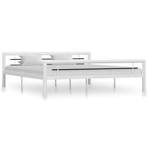 vidaXL Cadre de lit sans matelas blanc et noir m&eacute;tal 180x200 cm