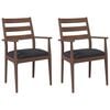 vidaXL Chaises de salle &agrave; manger avec coussins (2 pcs) bois massif marron caoutchouc