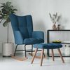 vidaXL Chaise &agrave; bascule avec tabouret en velours bleu